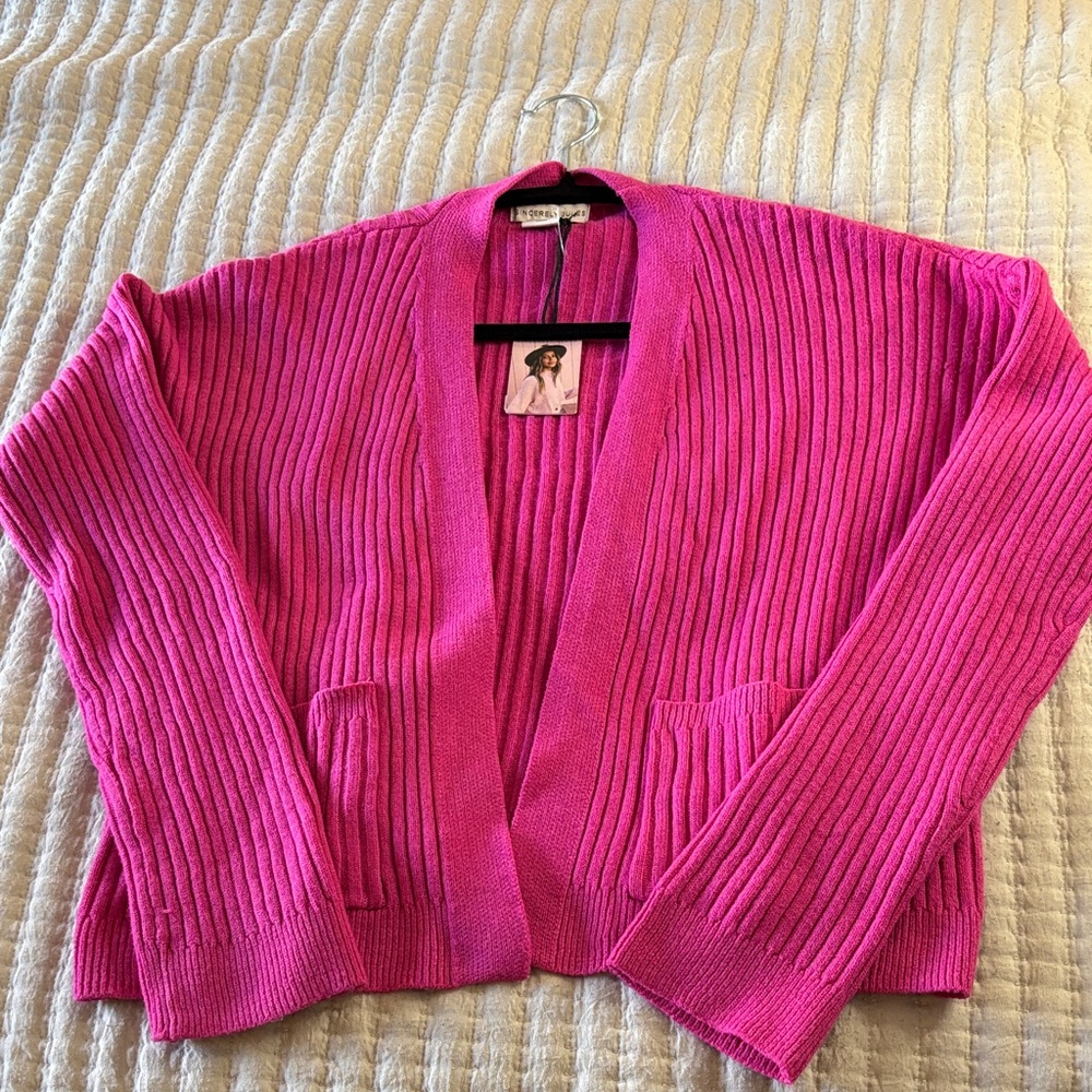 Sincerely Jules Vibrant Pink Ribbed Cardigan